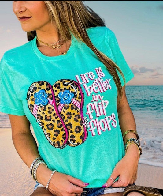 Life Is Better In Flip Flops Graphic Tee-FINAL SALE-LAST ONE-XXL