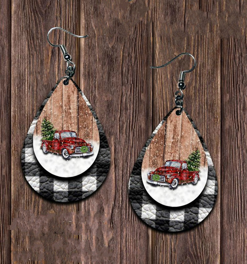 Vintage Christmas Truck Earrings