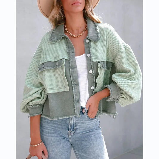 EDGE CITY CROP JACKET-GREEN--SALE ITEM-LAST 3