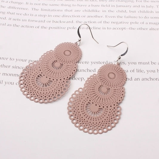 Stacked Fan Earrings-Dusty Pink, Sage