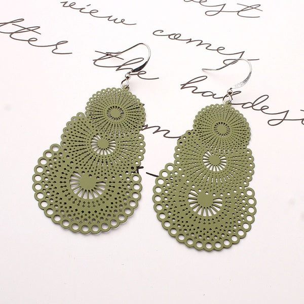 Stacked Fan Earrings-Dusty Pink, Sage