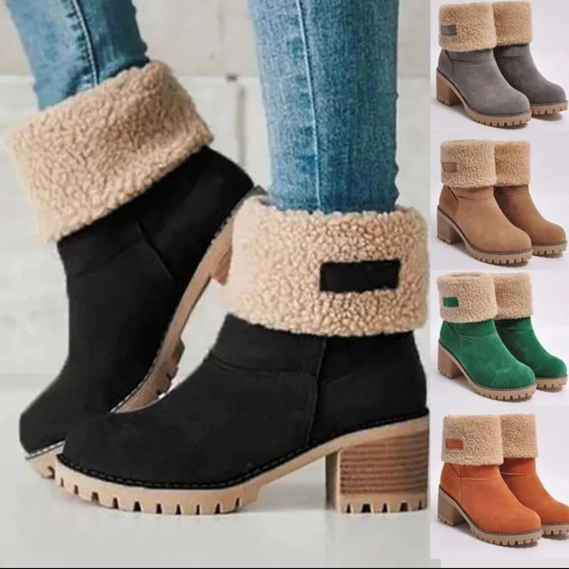 Fuzzy Top Boots-SALE ITEM-LAST ONE