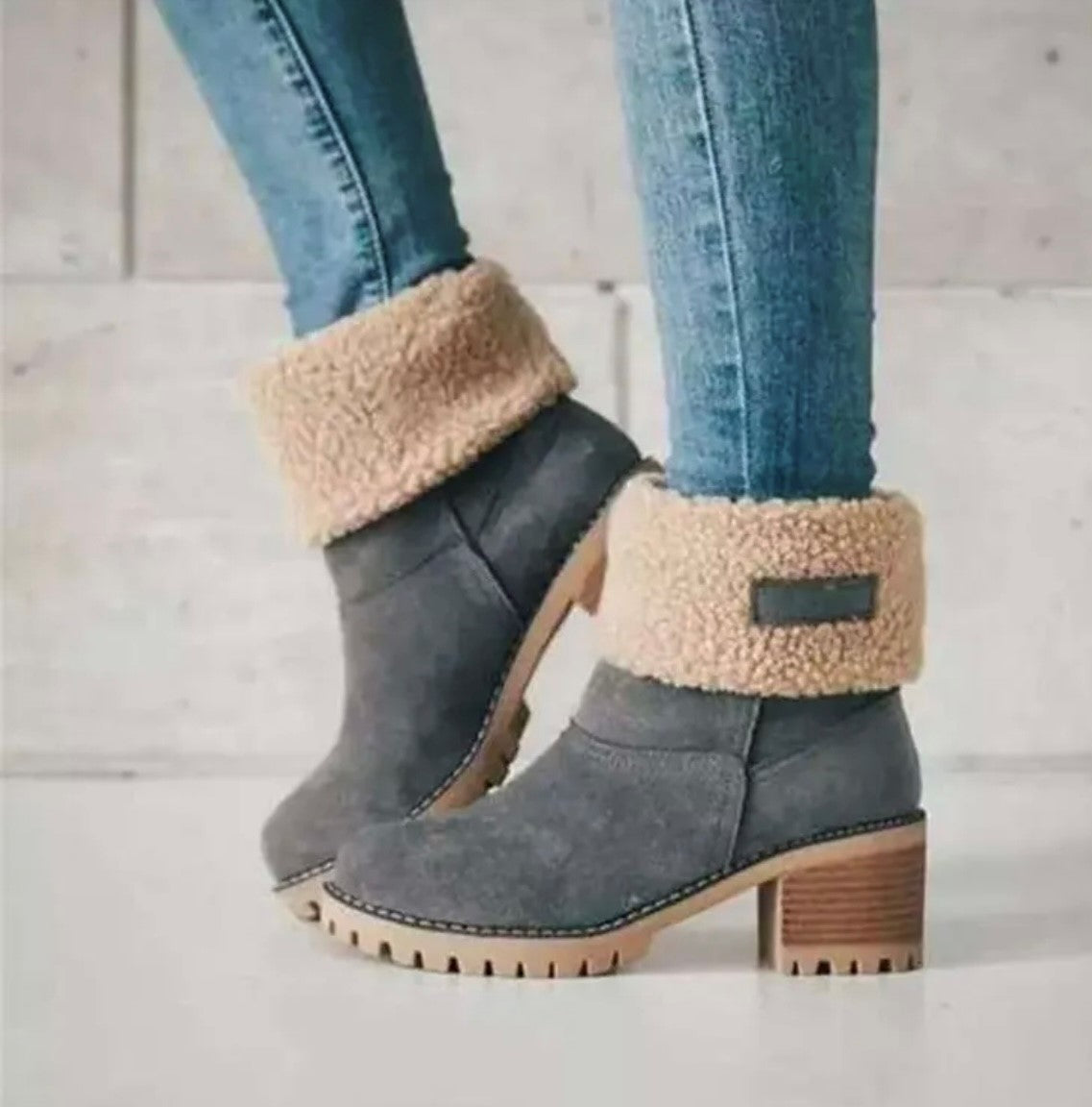 Fuzzy Top Boots-SALE ITEM-LAST ONE