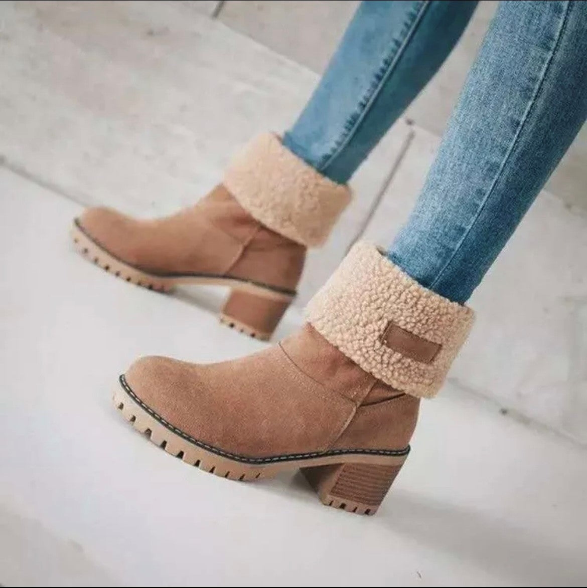 Fuzzy Top Boots-SALE ITEM-LAST ONE