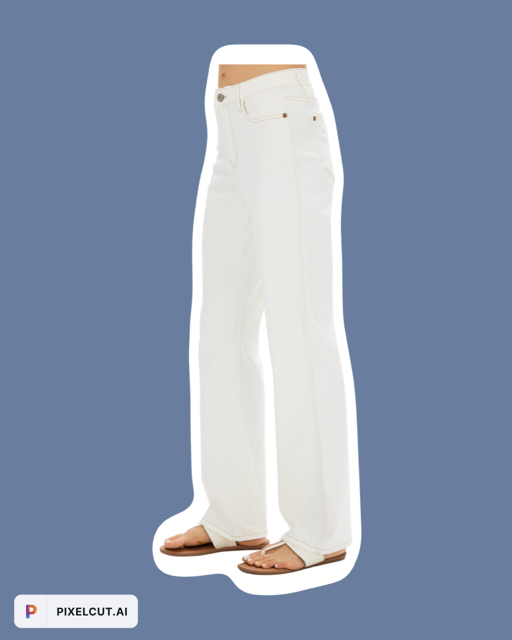 Judy Blue Ecru High-waisted Straight Leg Jeans