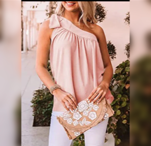 Uptown Girl Cold Shoulder Shirt-Powder Pink--FINAL SALE