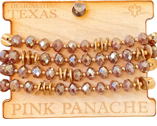 Pink Panache Dusty and Gold Bead 4 Stacker Bracelet