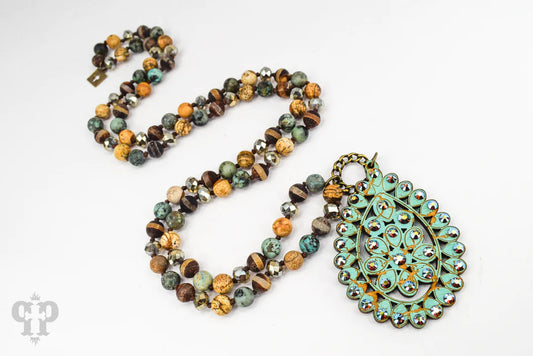 Pink Panache Turquoise Crackle Santa Fe Necklace