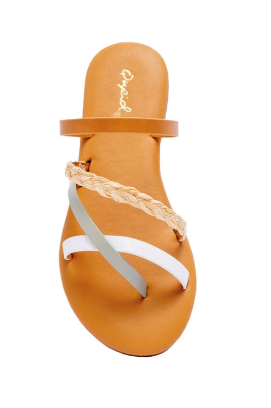 Qupid Multi Color Slide on Sandal--FINAL SALE